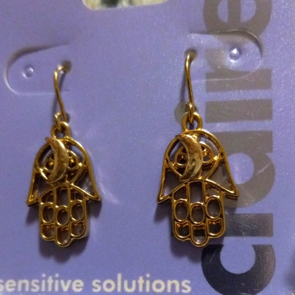 *4/$15 Hamsa Moon Earrings from Claire's for Sensative Ears